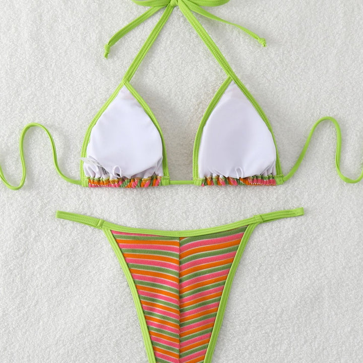 Damen Triangel-Bikini mit leuchtend bunten Streifen Echo Archiv