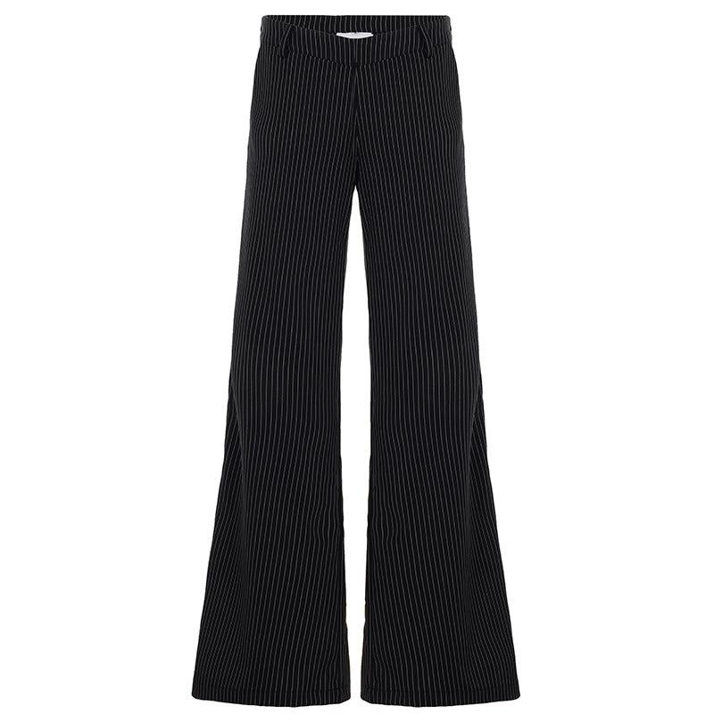 Damen weite Hochtaillierte Stoffhose mit Streifenmuster Echo Archiv