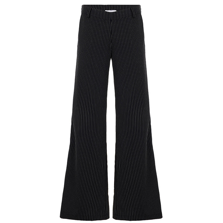 Damen weite Hochtaillierte Stoffhose mit Streifenmuster Echo Archiv