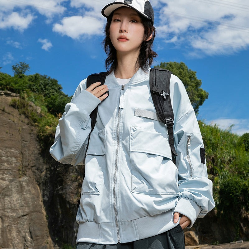 Damen Oversize Multifunktionale Field-Bomberjacke mit Cargo-Taschen & gerippten Bündchen Echoarchiv