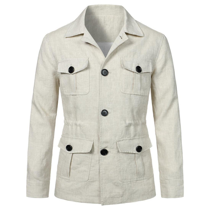 Herren nan Utility-Jacke aus Leinen mit vier aufgesetzten Taschen und taillierter Silhouette Echo Archiv