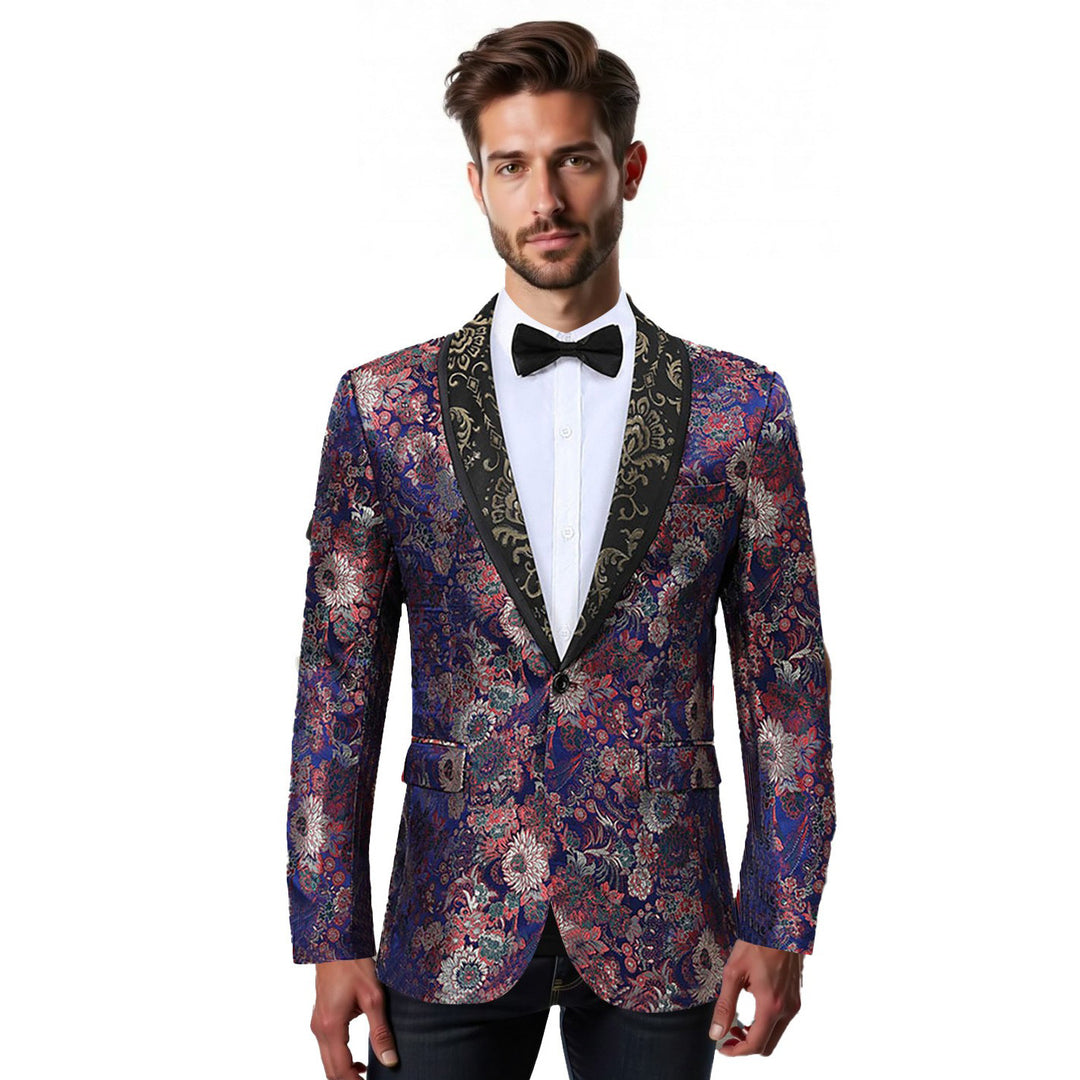 Herren eleganter Samtblazer mit floralem Muster Echoarchiv
