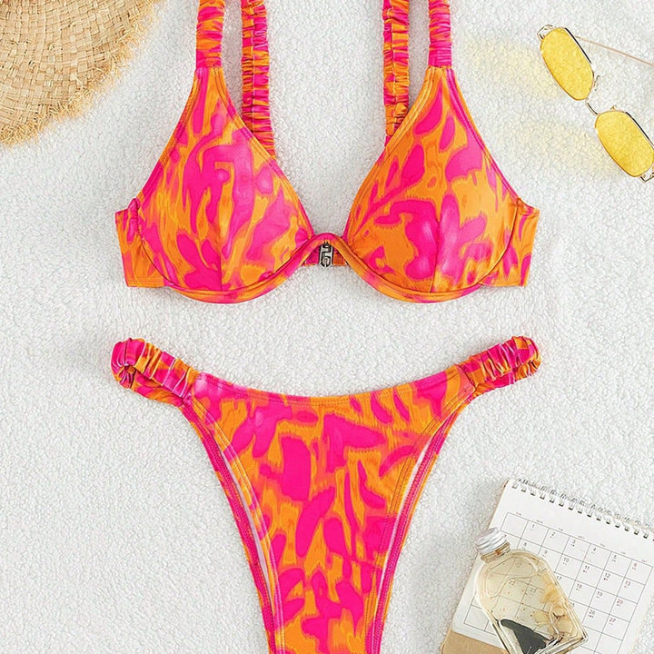 Damen Push-Up Bikini mit modischem Rüschendesign Echo Archiv