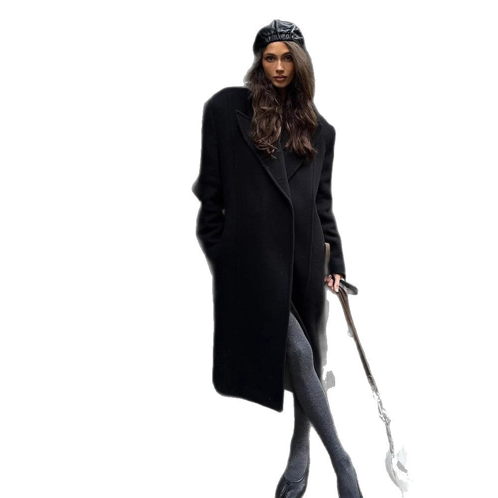 Damen Maxilanger Wollmix-Mantel im Oversize-Cocoon-Schnitt mit markanter Schulterlinie Echoarchiv