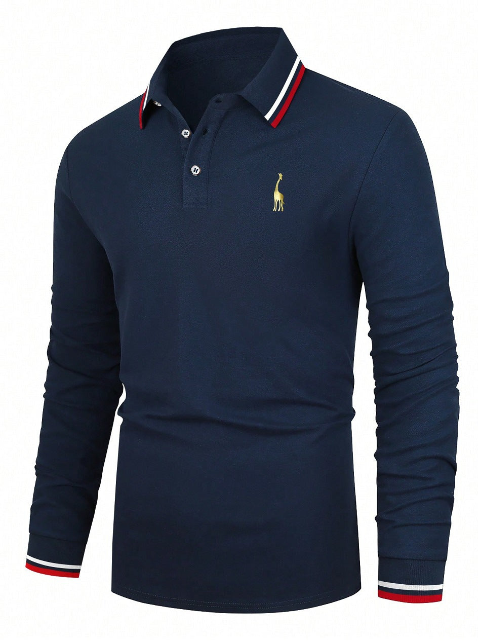 Herren Langarm Poloshirt mit sportivem Kragen und kontrastierenden Bündchen Echoarchiv