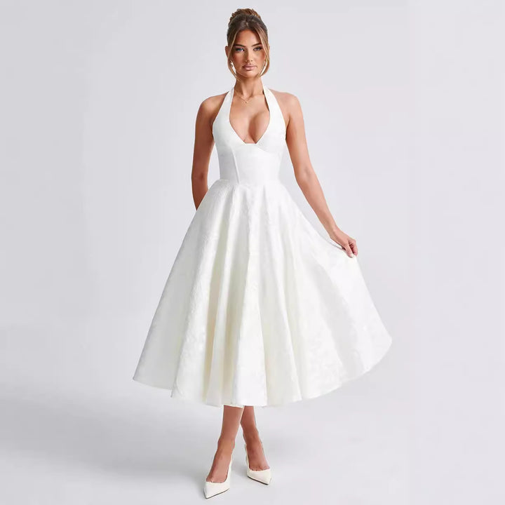 Damen Elegantes Halterneck-Ballkleid mit weitem Rock Echo Archiv
