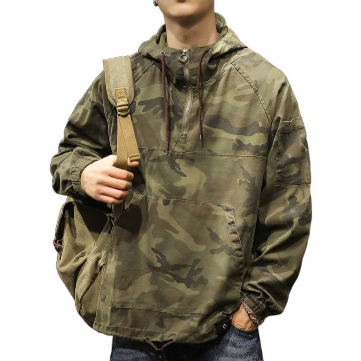 Herren Kapuzen-Anorak mit Halbzip, Kängurutasche und Tunnelzugsaum Echoarchiv
