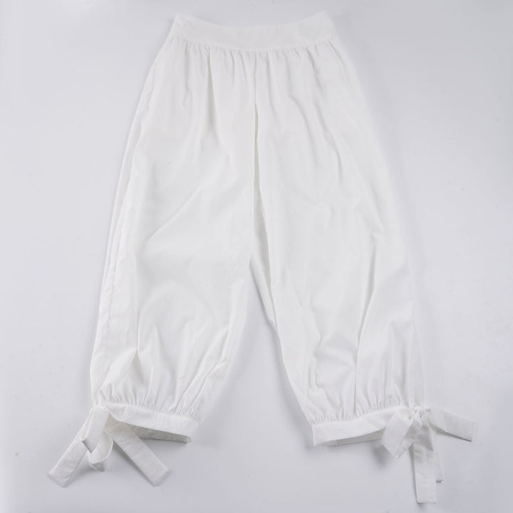 Damen weite Baumwollhose mit elastischem Bund und verstellbaren Bindebändern Echo Archiv