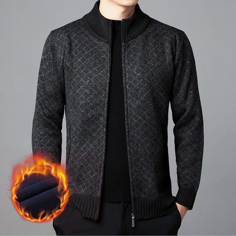 Herren Strickjacke mit hohem Kragen und innovativem Muster Echoarchiv