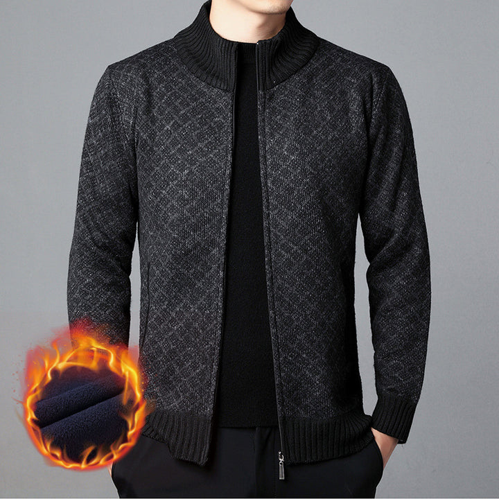 Herren Strickjacke mit hohem Kragen und innovativem Muster Echoarchiv