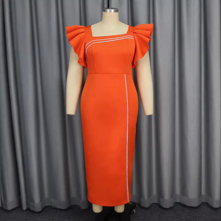 Damen Elegantes Maxikleid mit Puffärmeln und funkelnden Akzenten Echo Archiv