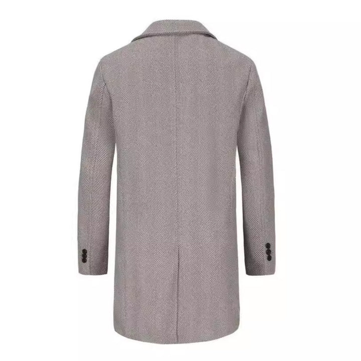 Herren eleganter Wollmantel mit doppeltem Revers und strukturiertem Design Echoarchiv