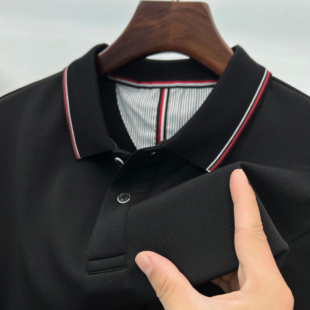 Herren elegantes Langarm-Polo mit modernem Kragen und stylischen Akzenten Echoarchiv
