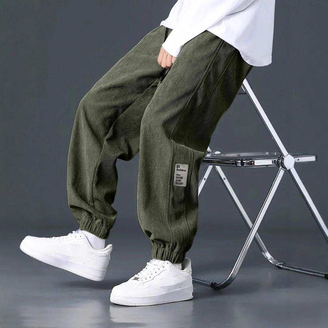 Herren lässige Cargohose mit Rippstruktur und praktischen Taschen Echoarchiv