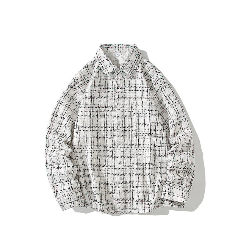 Herren Strukturierte Bouclé-Hemdjacke mit Karo-Jacquard und legerer Passform Echo Archiv