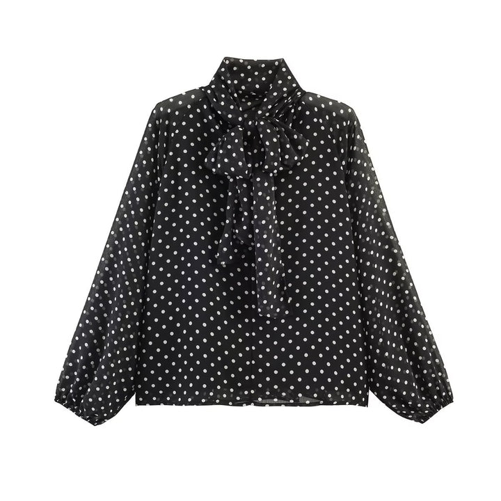 Damen Chiffon-Bluse mit Schleifenkragen und Balloon-Ärmeln Echo Archiv
