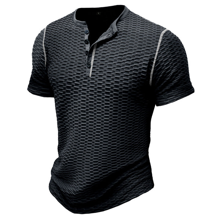 Herren modisches Kurzarm-Henley Shirt mit strukturiertem Design Echoarchiv