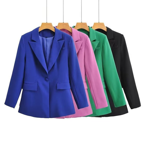 Damen Figurschmeichelnder Ein-Knopf-Blazer im modernen Oversize‑Cut mit Reverskragen und Pattentaschen Echo Archiv
