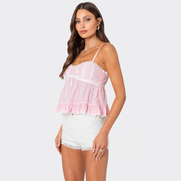 Damen Raffiniertes Sommeroberteil mit Spitzenakzenten und luftiger Silhouette Echo Archiv