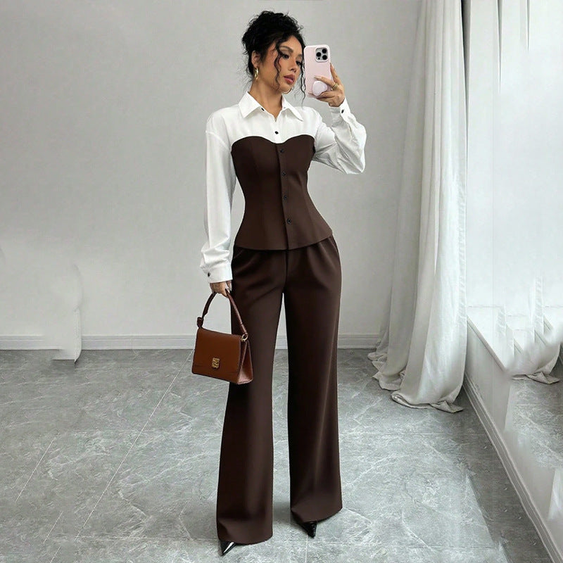 Damen Eleganter Blazer mit hochgeschnittenem Hosenanzug Echo Archiv