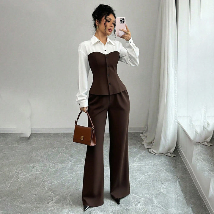 Damen Eleganter Blazer mit hochgeschnittenem Hosenanzug Echo Archiv