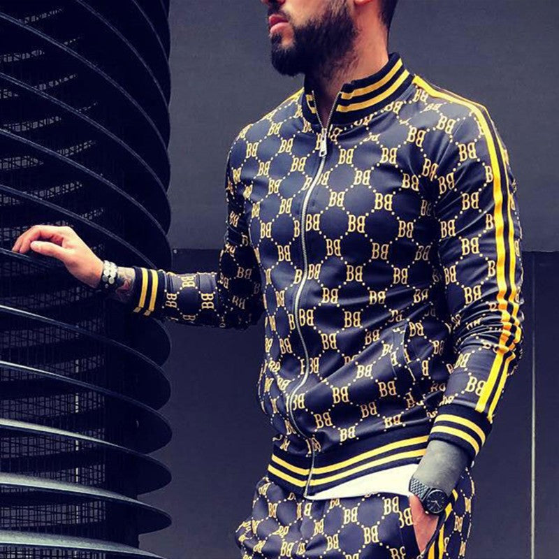Herren modisches Tracksuit mit grafischem Druck Echoarchiv