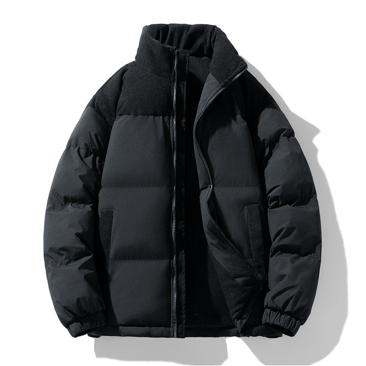 Herren gesteppte Winterjacke mit Cordbesatz, hohem Stehkragen und wärmender Isolierung Echo Archiv