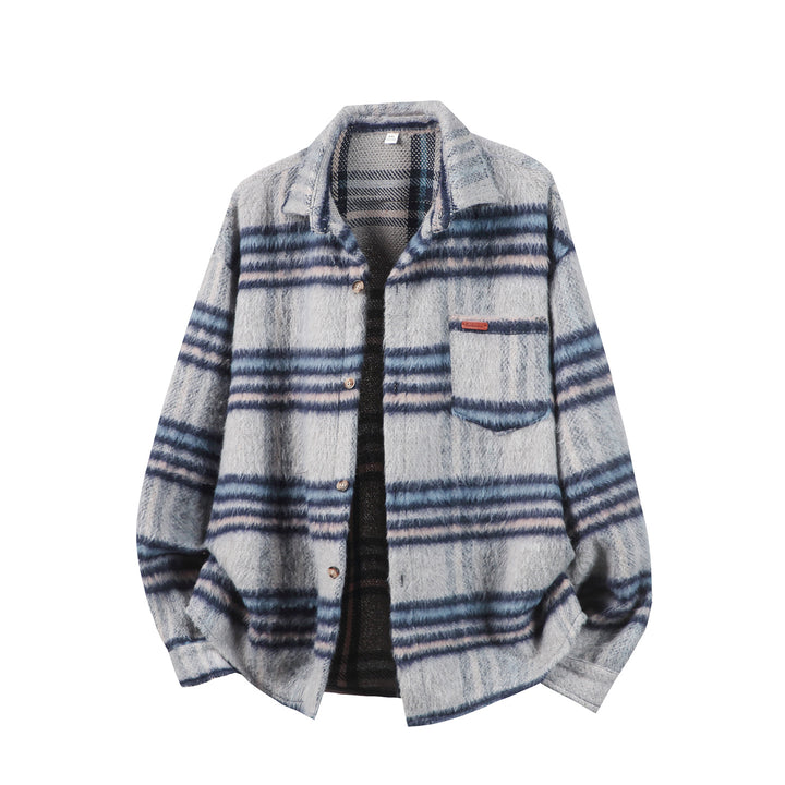 Unisex Oversize-Karo-Hemdjacke mit weichem Bouclé-Finish Echo Archiv