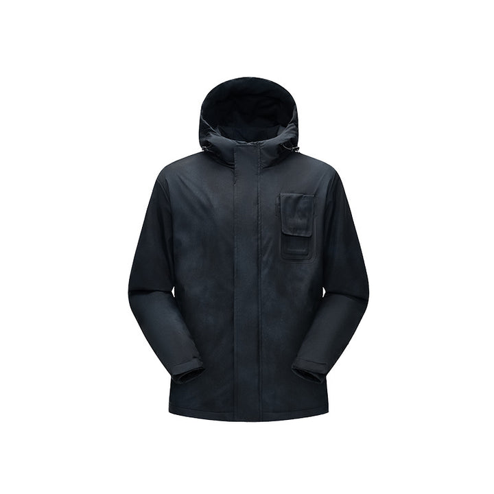 Herren Minimalistische technische Shell-Jacke mit Kapuze und Utility-Brusttasche Echo Archiv