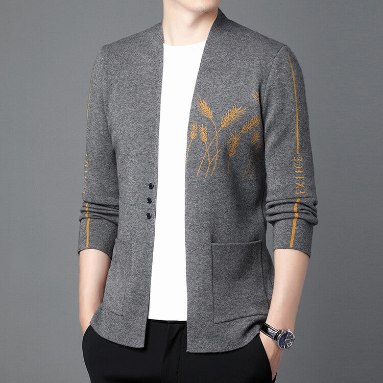 Herren modische Strickjacke mit feinen Stickereien Echoarchiv