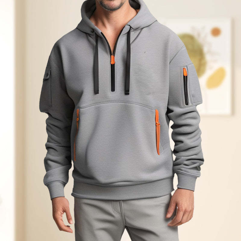 Herren funktionaler Kapuzenpullover mit innovativem Reißverschluss und praktischen Taschen Echoarchiv
