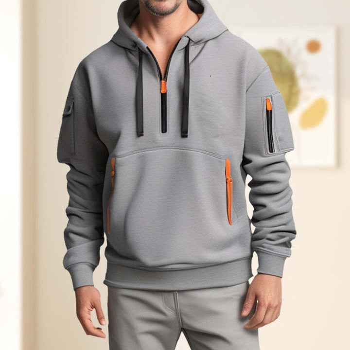 Herren funktionaler Kapuzenpullover mit innovativem Reißverschluss und praktischen Taschen Echoarchiv