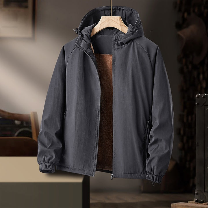 Herren Leichte Kapuzen-Übergangsjacke mit Teddyfutter & windabweisender Hülle Echoarchiv