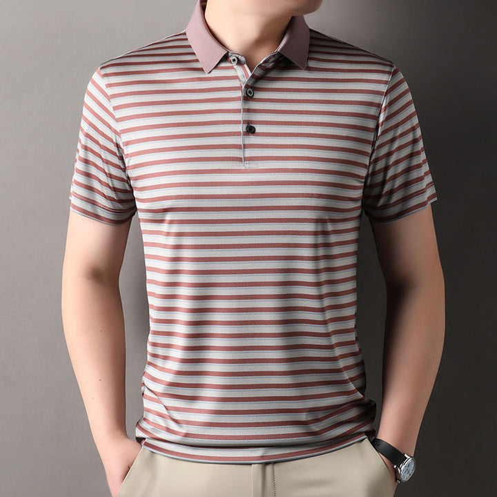 Herren Poloshirt mit atmungsaktiver Komforttechnologie und modernem Streifenmuster Echoarchiv
