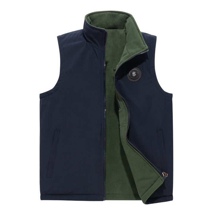 Herren Winddichte Softshell-Weste mit hochflorigem Fleece-Innenfutter, Stehkragen und verdeckten Eingrifftaschen – Marzano