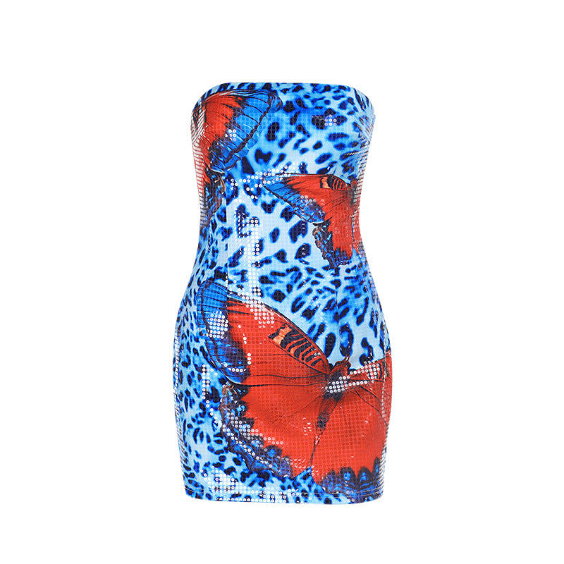Damen strapazierfähiges Minikleid mit animalischem Muster und floralen Akzenten Echo Archiv
