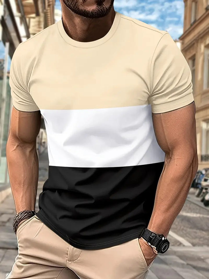 Herren T-Shirt mit modernem Farbblock-Design und Rundhalsausschnitt Echoarchiv