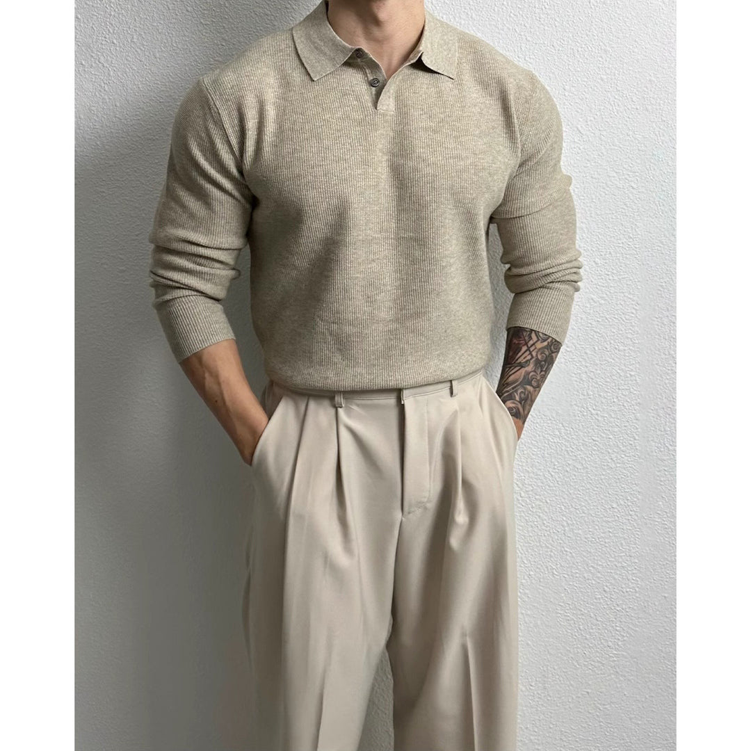 Herren Elegant Strukturierter Langarm-Pullover Echo Archiv