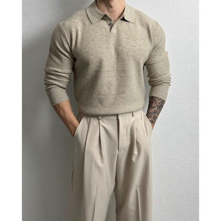 Herren Elegant Strukturierter Langarm-Pullover Echo Archiv