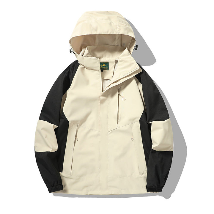 Herren Nano Wind- und wasserabweisende Outdoor-Hoodie-Jacke mit Belüftungsnetz, verstellbarer Kapuze und verdeckter Vorderklappe – Cavarno