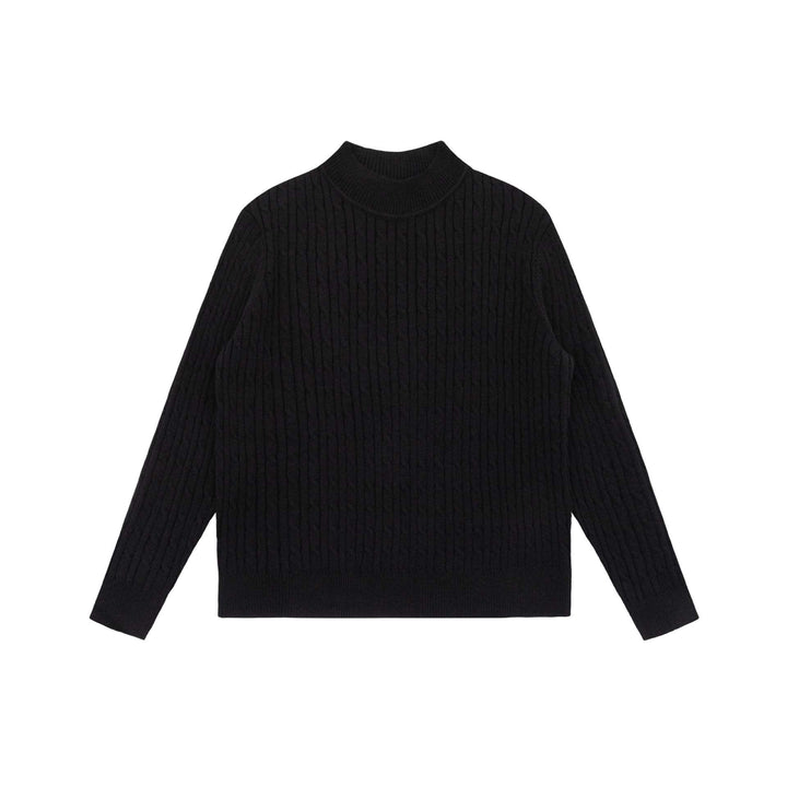 Unisex Grobstrick-Stehkragenpullover mit Zopfmuster Echoarchiv