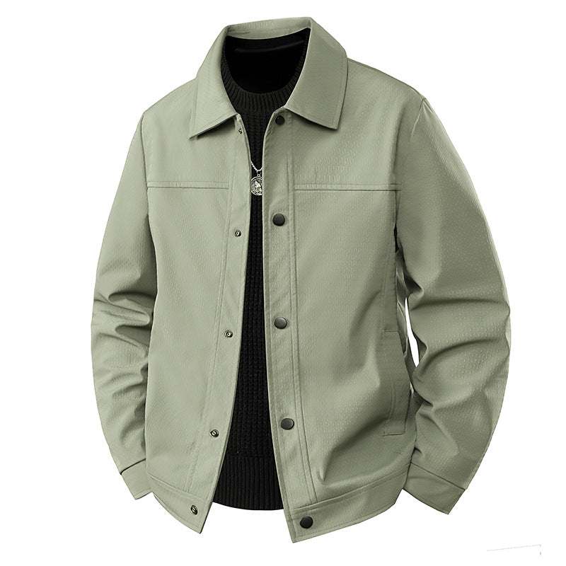 Herren Leichte Übergangsjacke im Worker-Stil mit mikrostrukturierter Twill-Optik und Druckknopfleiste Echo Archiv