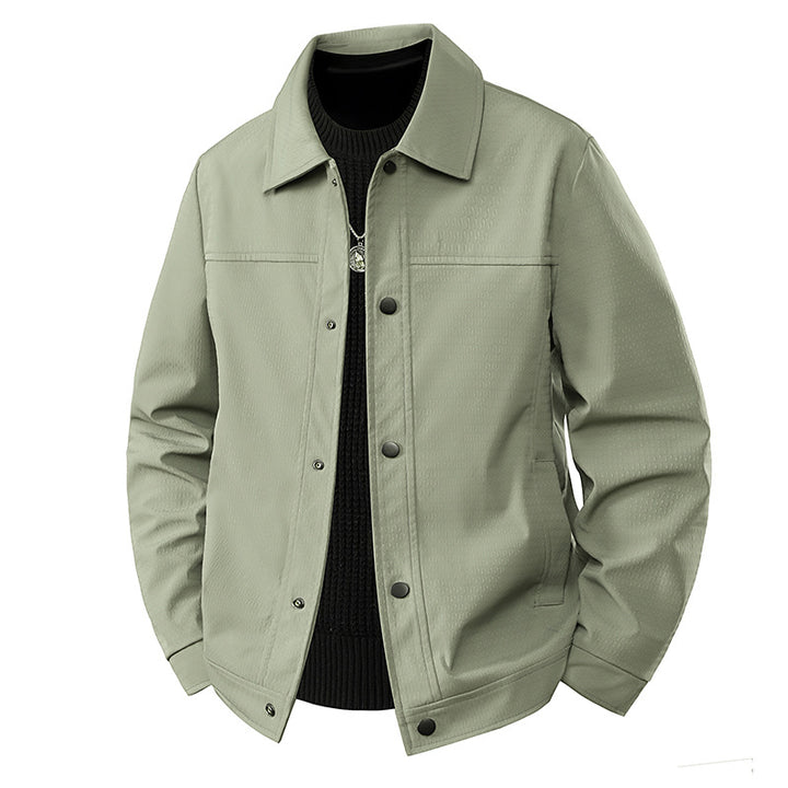 Herren Leichte Übergangsjacke im Worker-Stil mit mikrostrukturierter Twill-Optik und Druckknopfleiste Echo Archiv