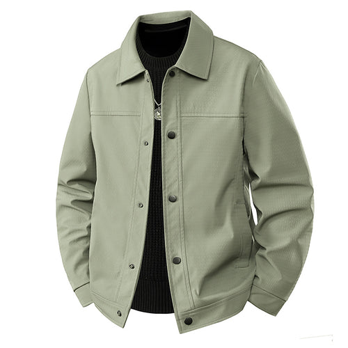 Herren Leichte Übergangsjacke im Worker-Stil mit mikrostrukturierter Twill-Optik und Druckknopfleiste Echo Archiv