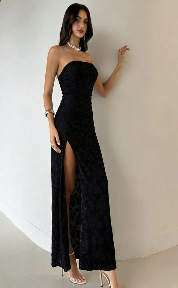 Damen Elegantes Maxikleid mit floralem Design und hoher Teilung Echo Archiv