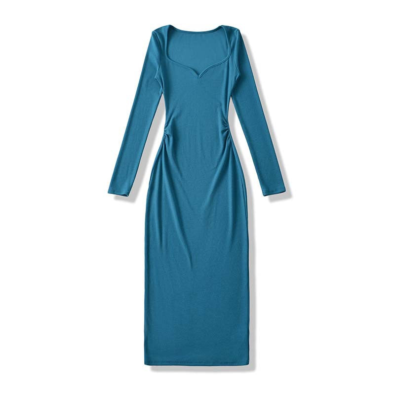 Damen Eng anliegendes Midikleid mit herzförmigem Ausschnitt und langen Ärmeln Echoarchiv