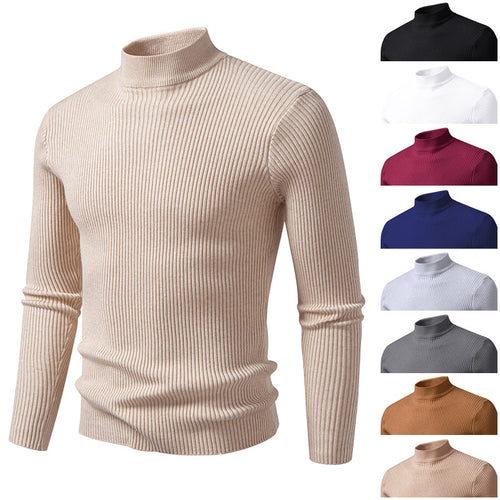 Herren Rollkragenpullover aus hochwertiger Stretch-Wolle mit Rippstruktur Echoarchiv