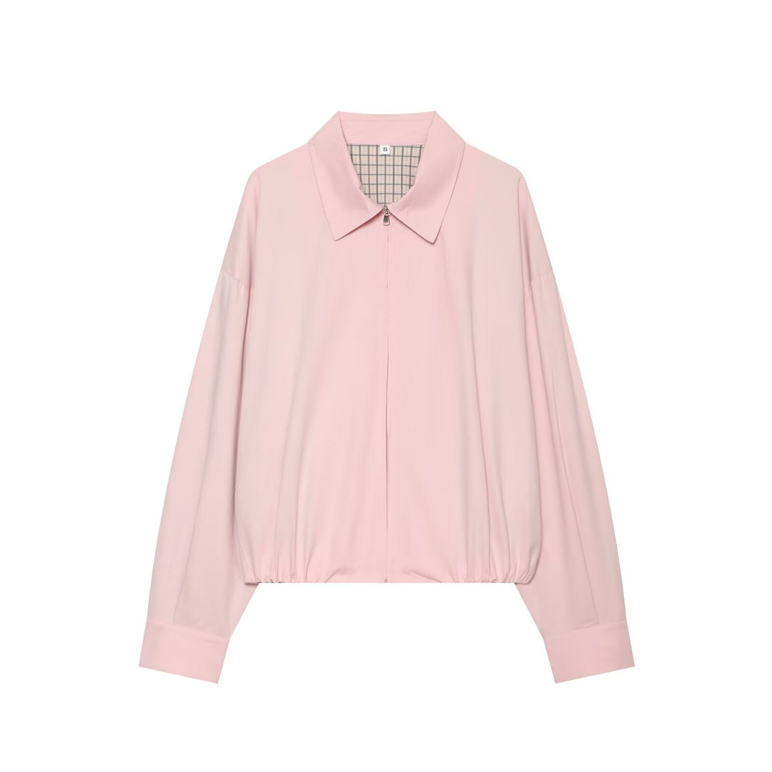 Damen Leichter Cropped‑Blouson mit Hemdkragen, verdecktem Reißverschluss und elastischem Saum Echo Archiv