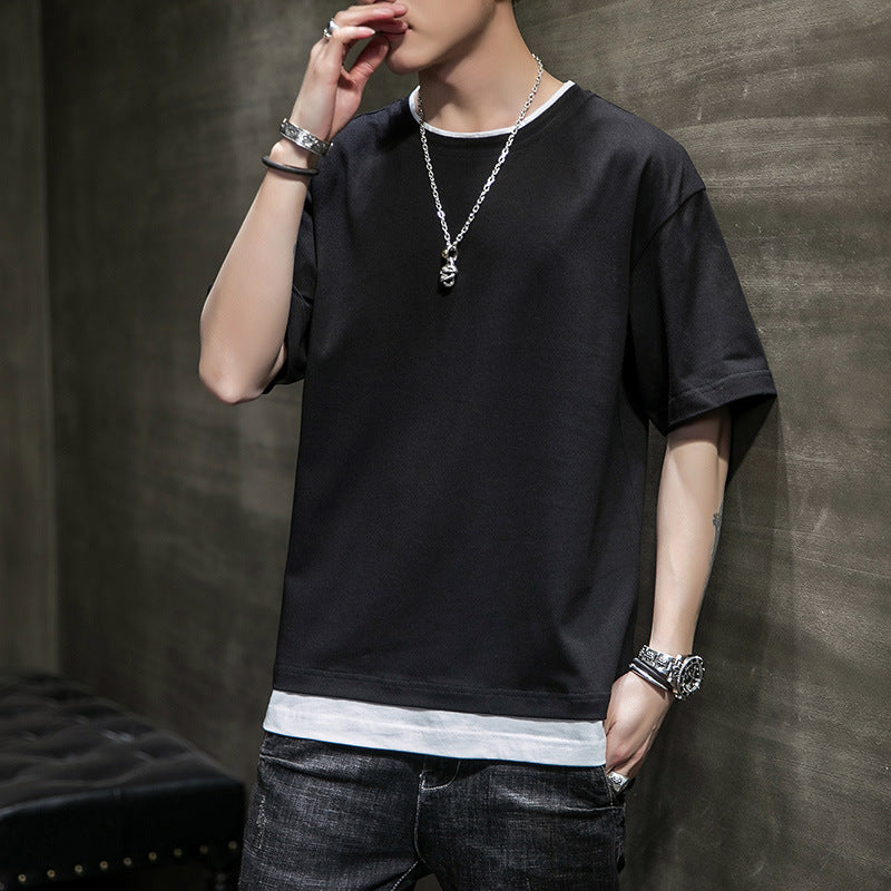 Herren lässiges oversized T-Shirt mit kontrastierendem Untersetzer Echoarchiv