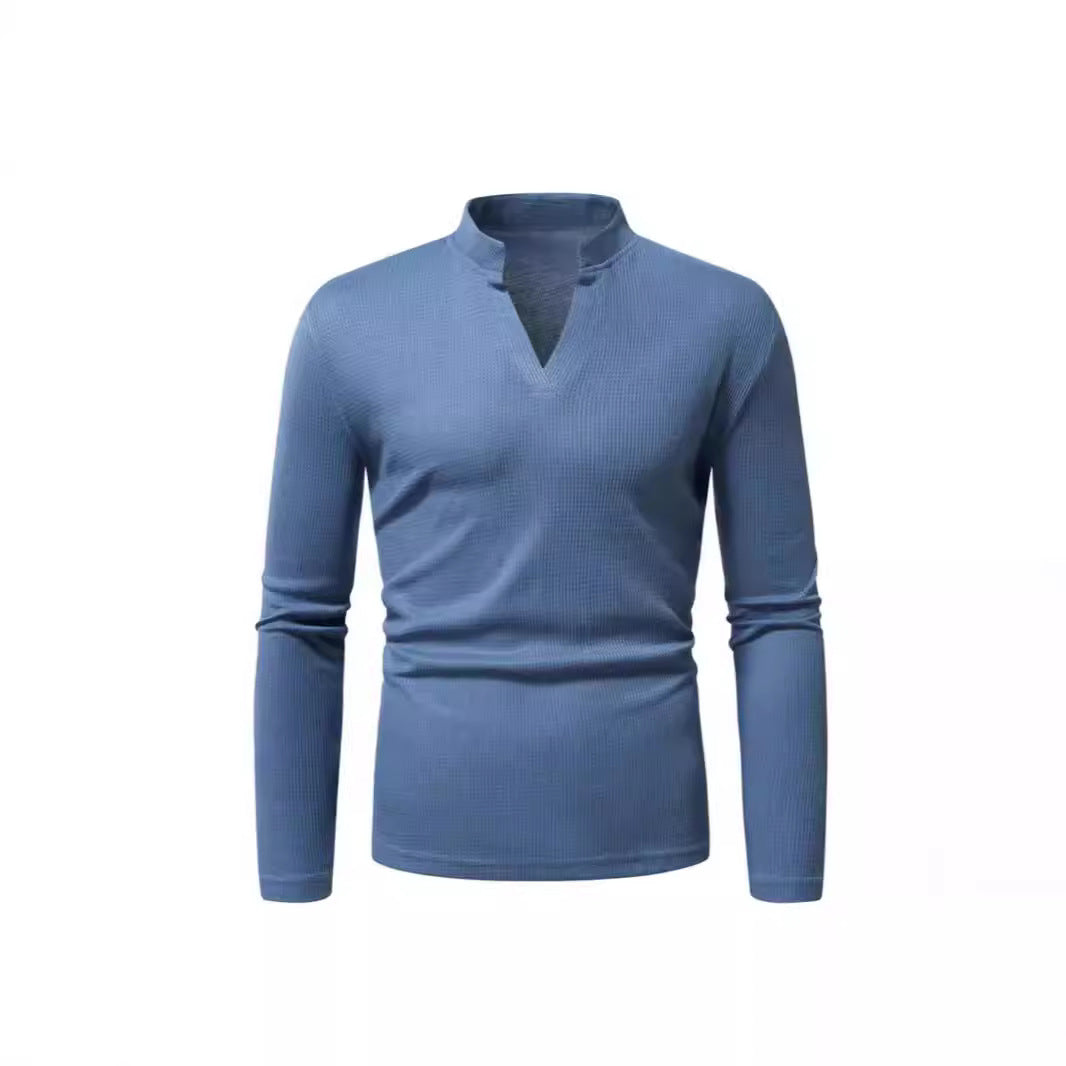 Herren Langarmshirt mit modernem Stehkragen und strukturiertem Design Echoarchiv